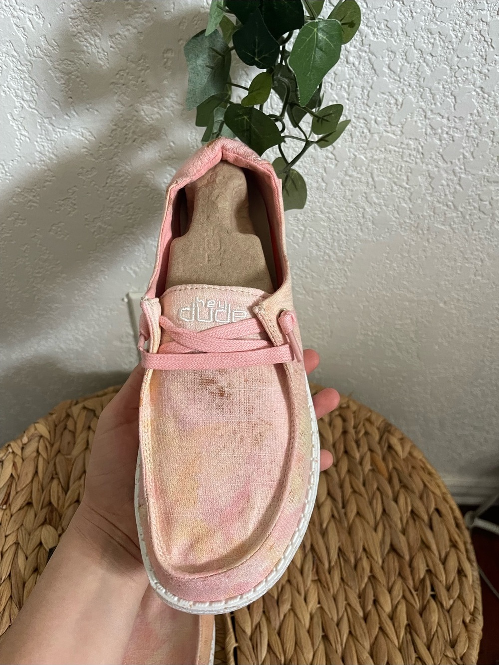 Hey Dude Pink Tie-Dye Canvas Slip-On Sneakers - Picture 8 of 10